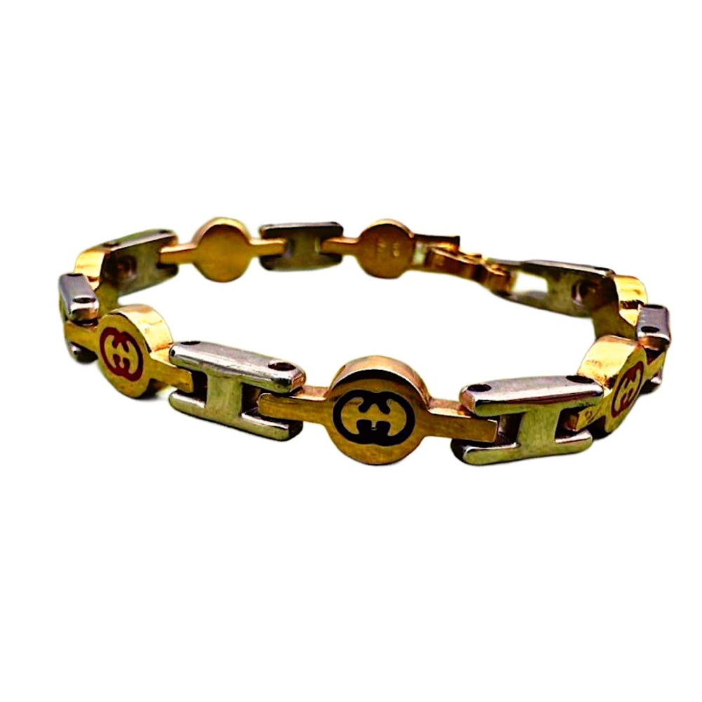 Authentic Vintage Gucci Rare Gold & Silver Plated GG Link Bracelet - Picture 2 of 4